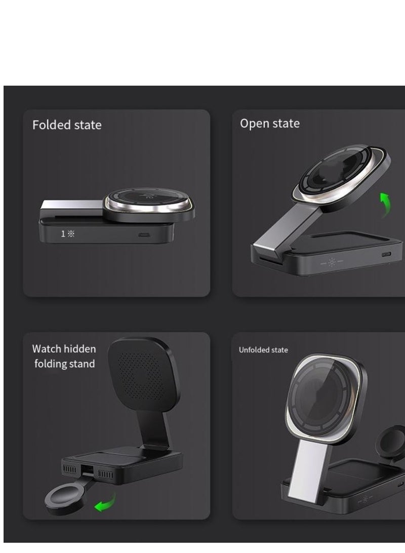 General Magnetic three in one wireless charger multifunctional wireless charger (black)  - Image 4