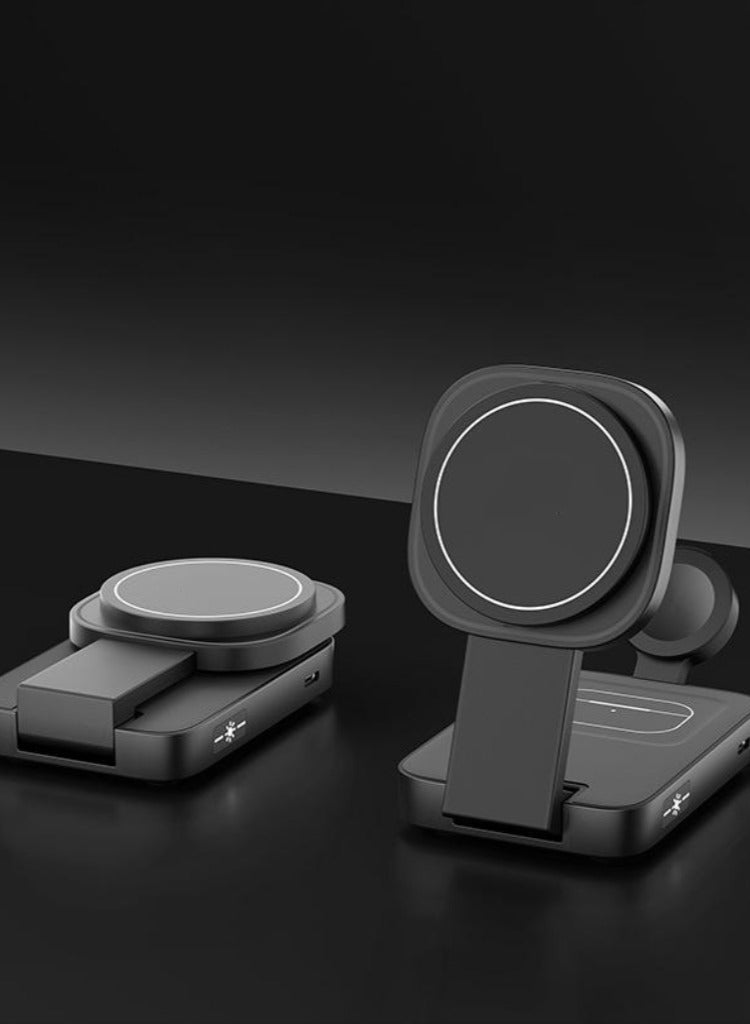General Magnetic three in one wireless charger multifunctional wireless charger (black)  - Image 1