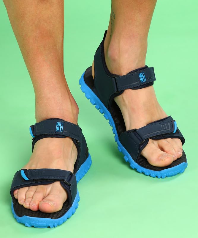 PARAGON K1420G Sandals for Men | Durable, Comfortable & Lightweight Sandals with Soft Footbed & Adjustable Velcro Strap | Ideal for Outdoor Use Navy Blue - Image 4