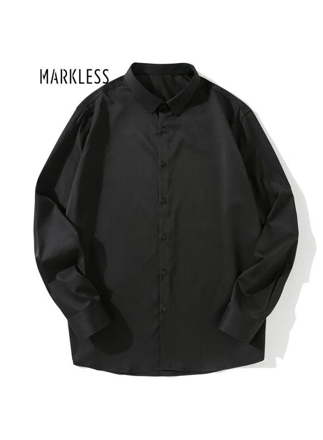 Markless Smooth Anti-wrinkle Shirt Men's Lightweight Business Casual Shirt 1506 Black (recommend Ordering One Size Up) M - Image 2