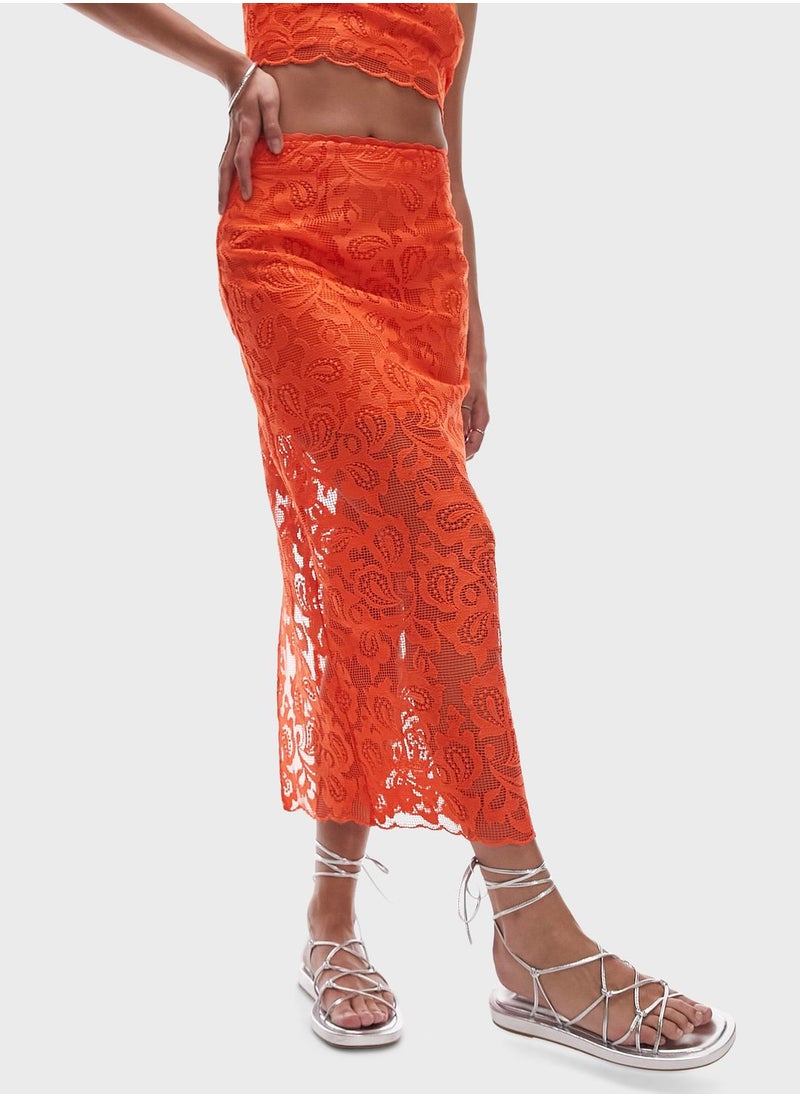 TOPSHOP - Lace Midi Skirt - Image 1