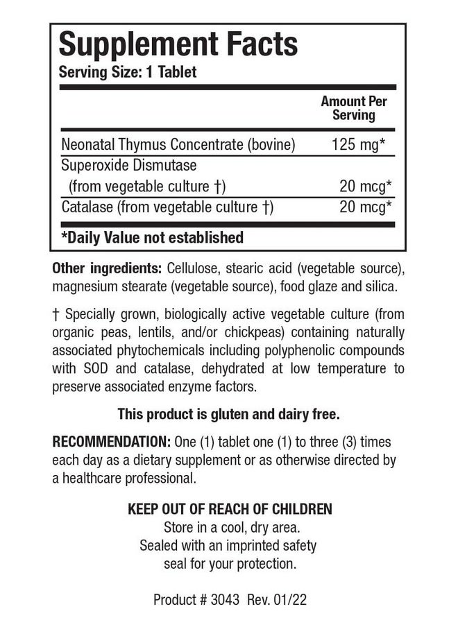 Biotics Research Cytozyme Thy Neonatal Thymus Concentrate. Supports Health of The Thymus Gland. Healthy Immune Response and Body Pathway Processes. Supports Immune System. 180 Tabs