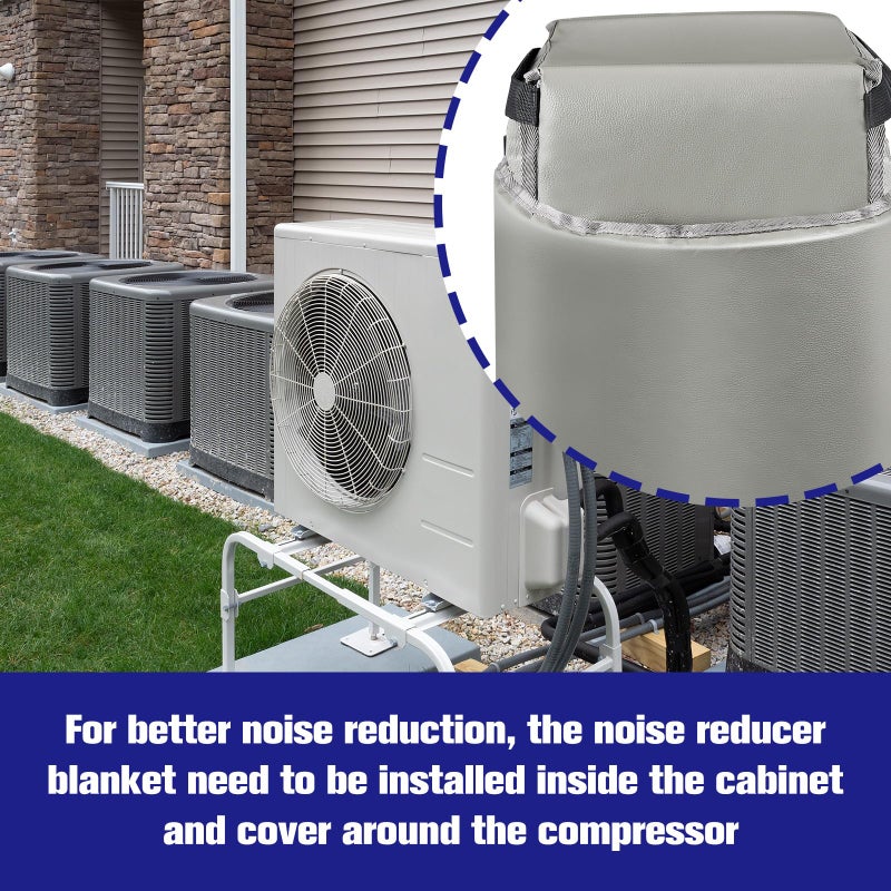 Pangda Air Conditioner Compressor Sound Blanket 10 x 10 x 19 Inches Heavy Duty Gray Ac Compressor Sound Blanket for Insulation Noise Reduction and Protection from Rain - Image 5
