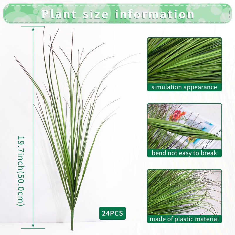 LUZOGA 24Pcs Artificial Grass Plants, Faux Shrubs Wheat Grass, Artificial Tall Grass Fake Plants for Outdoor Decor,Artificial Greenery Stems Weed for Room Indoor Home Decorï¼ˆGreen Red Tailï¼‰ - Image 2