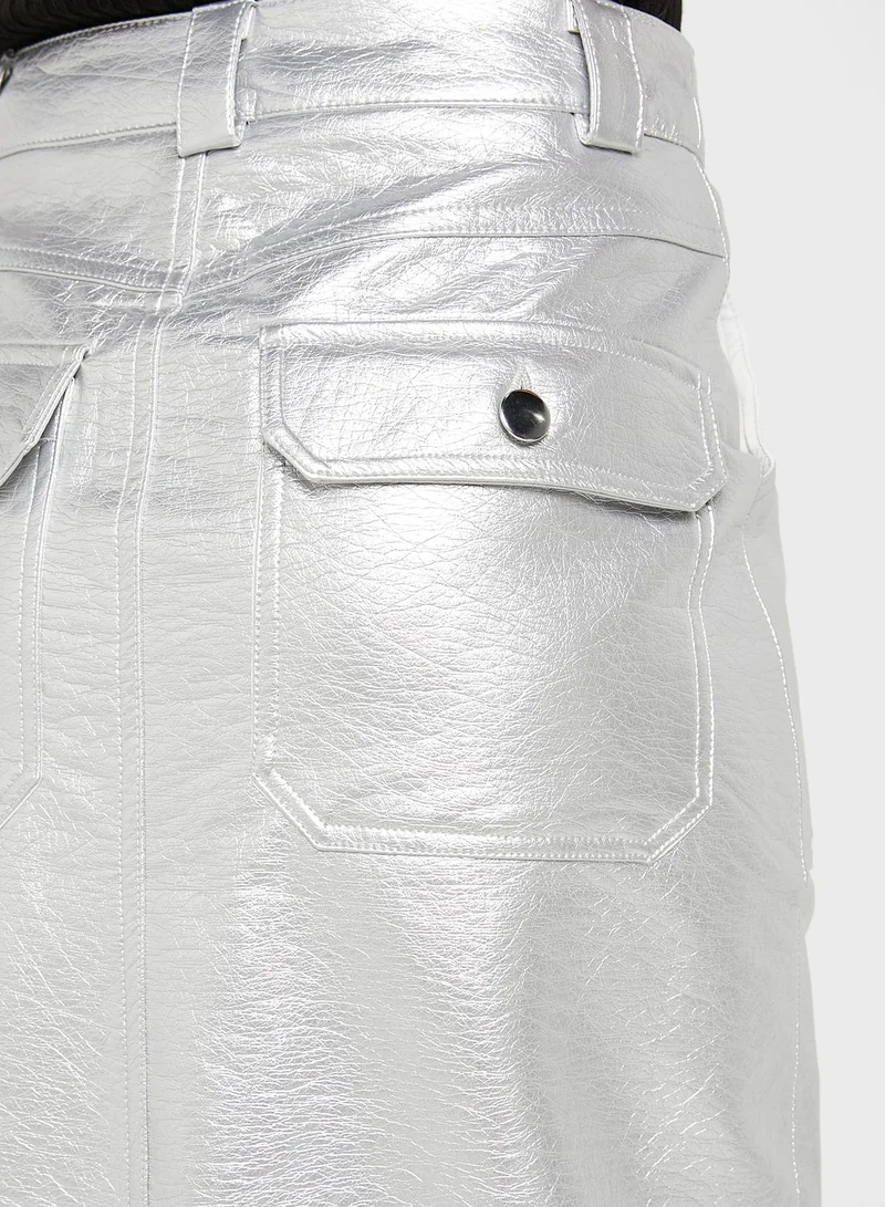 Miss Selfridge Slit Detail Pu Skirt