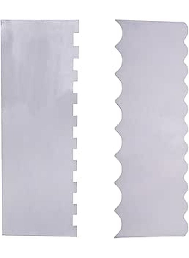 2 Pcs Stainless Steel Cake Scraper Set Straight and Wave Designs for Icing Frosting - Image 1