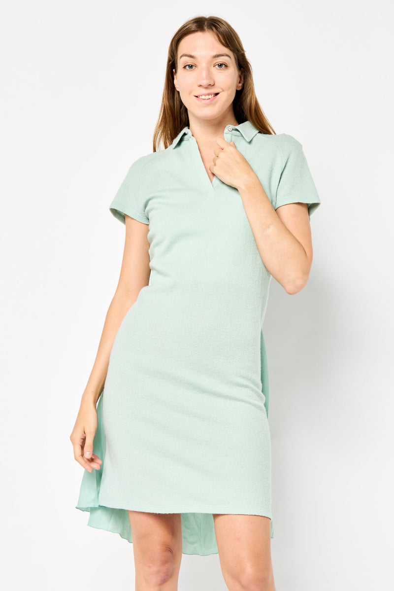 Harmont & Blaine Women Solid Mini Dress, Dark Mint Green  - Image 1