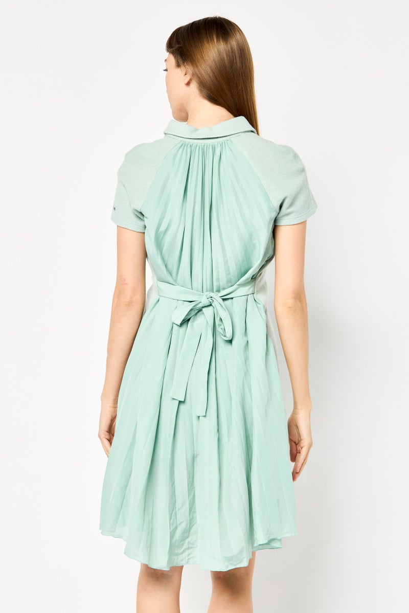 Harmont & Blaine Women Solid Mini Dress, Dark Mint Green  - Image 4