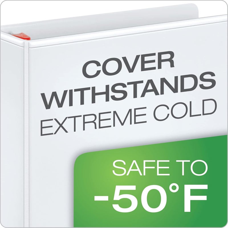 Cardinal 3 Ring Binder, 2 Inch Heavy Duty XtraLife Binder, Locking Slant-D Rings, Crack-Resistant Cover & Spine, ClearVue Covers, Holds 540 Sheets, PVC-Free, White (26320) - Image 2