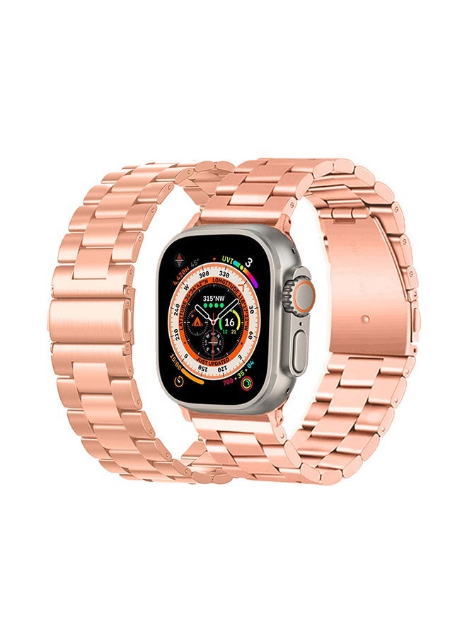 NIBEMINENT Stainless Steel Band for Apple Watch 49mm 45mm 44mm 42mm Compatible with iWatch Strap Series Ultra/8/7/6/5/4/3/2/1/SE/SE2 Rose Gold - Image 3