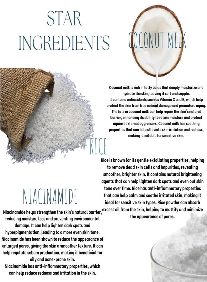 EcoBerry Rice Face Wash Powder with Coconut Milk & Niacinamide for Brightening | Gentle Exfoliation Cleanser for Sensitive Skin | Organic | Natural | Vegan | Chemical Free | Talc Free | 30g - Image 3