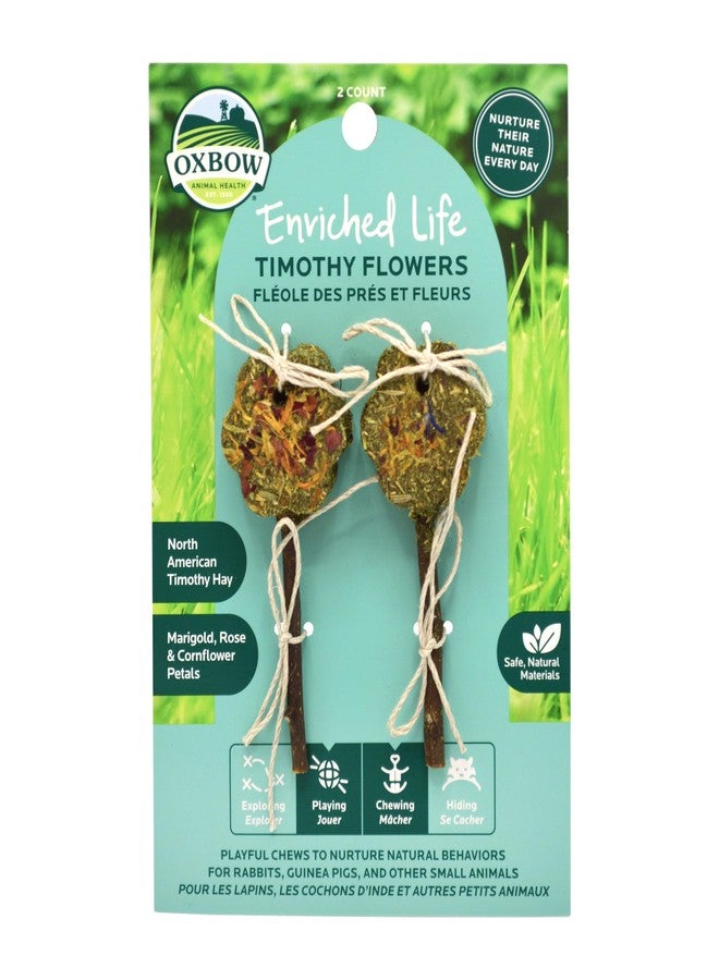 Oxbow Enriched Life Timothy Flowers, Natural Timothy Hay Chew for Rabbits, Guinea Pigs, and Hamsters, Promotes Dental Health, Safe Chewable Accessory for Playtime and Foraging, Small Pet Toy - Image 1
