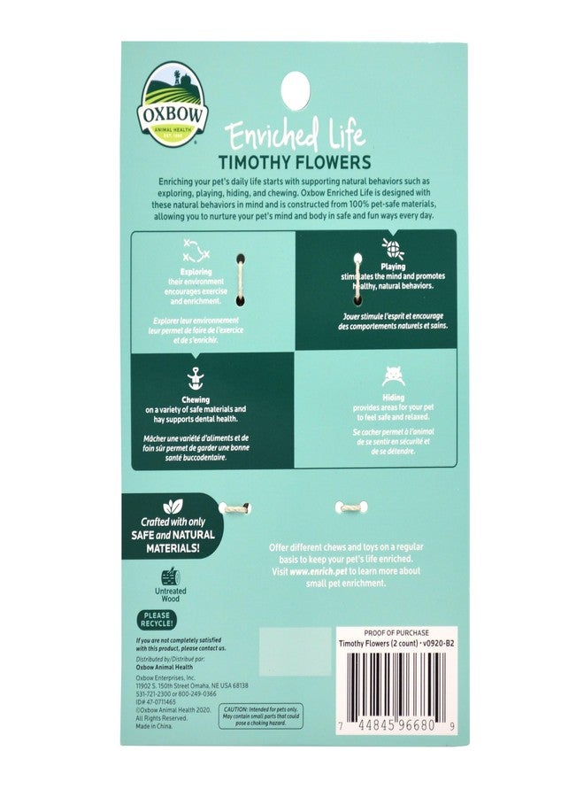 Oxbow Enriched Life Timothy Flowers, Natural Timothy Hay Chew for Rabbits, Guinea Pigs, and Hamsters, Promotes Dental Health, Safe Chewable Accessory for Playtime and Foraging, Small Pet Toy - Image 2
