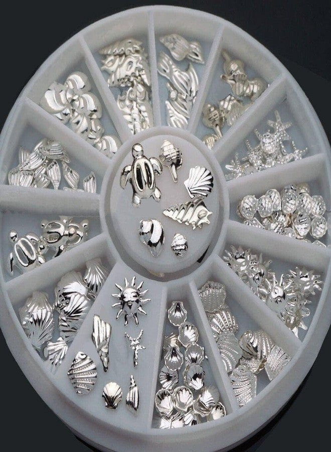 YSSZAM 120Pcs/Pack Sliver Nail Art Decorations Mini Ocean Accessories Nail Art Rhinestones Silver Shell Conch Nail Charms Manicure Decor DIY Nail Decoration - Image 4