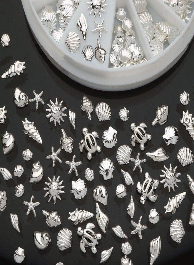 YSSZAM 120Pcs/Pack Sliver Nail Art Decorations Mini Ocean Accessories Nail Art Rhinestones Silver Shell Conch Nail Charms Manicure Decor DIY Nail Decoration - Image 2