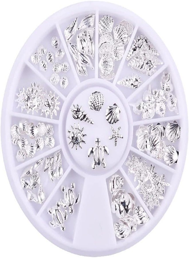 YSSZAM 120Pcs/Pack Sliver Nail Art Decorations Mini Ocean Accessories Nail Art Rhinestones Silver Shell Conch Nail Charms Manicure Decor DIY Nail Decoration - Image 1