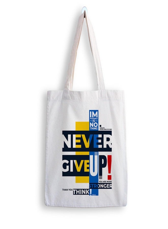 ARTBUG Tote Bag for Women with zip, Aesthetic Canvas tote bag for college girls, office, stylish and reusable - Never Give Up - D No - 071 - Image 1