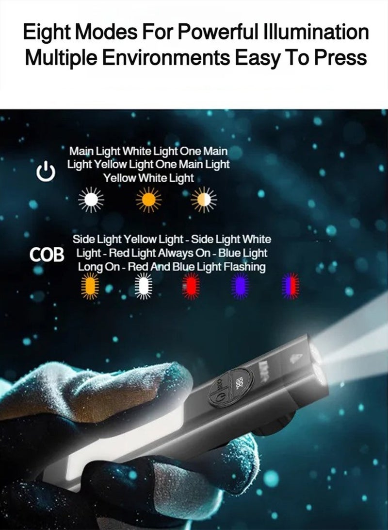 600 Lumens EDC Tactical Rechargeable Flashlight | Dual Switches Digital Display 7 Modes Stainless Steel Pocket Flashlight for Home Camping Emergency - Image 2