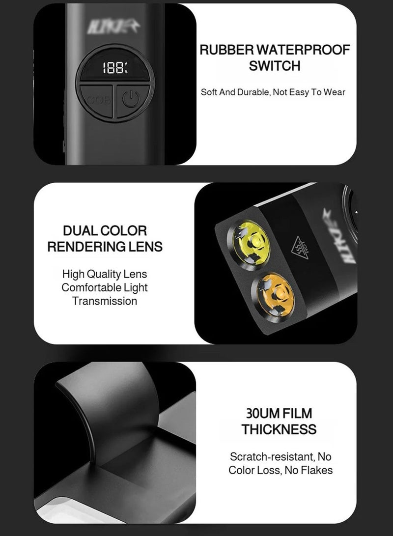600 Lumens EDC Tactical Rechargeable Flashlight | Dual Switches Digital Display 7 Modes Stainless Steel Pocket Flashlight for Home Camping Emergency - Image 4