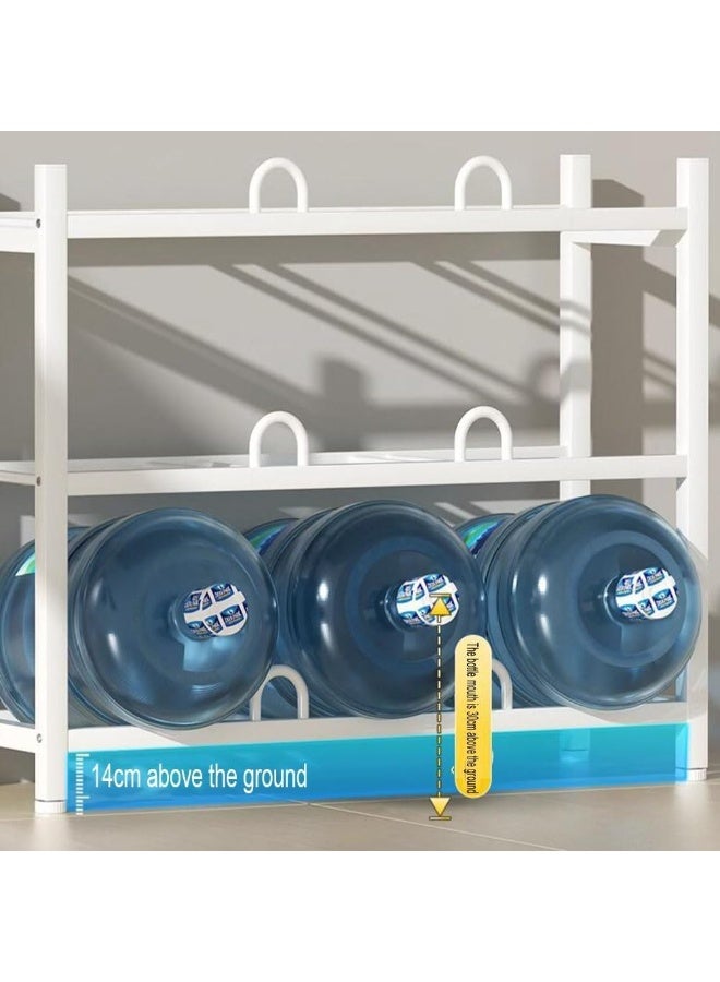 حامل زجاجات مياه، حامل تخزين زجاجات مياه من 3 طبقات بسعة 9 زجاجات مياه، حامل زجاجات مياه متين للمطبخ والمكتب سهل التجميع (أبيض، 3 طبقات) - Image 5