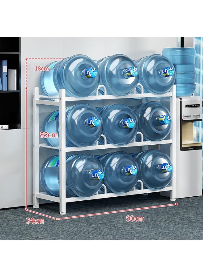 حامل زجاجات مياه، حامل تخزين زجاجات مياه من 3 طبقات بسعة 9 زجاجات مياه، حامل زجاجات مياه متين للمطبخ والمكتب سهل التجميع (أبيض، 3 طبقات) - Image 2