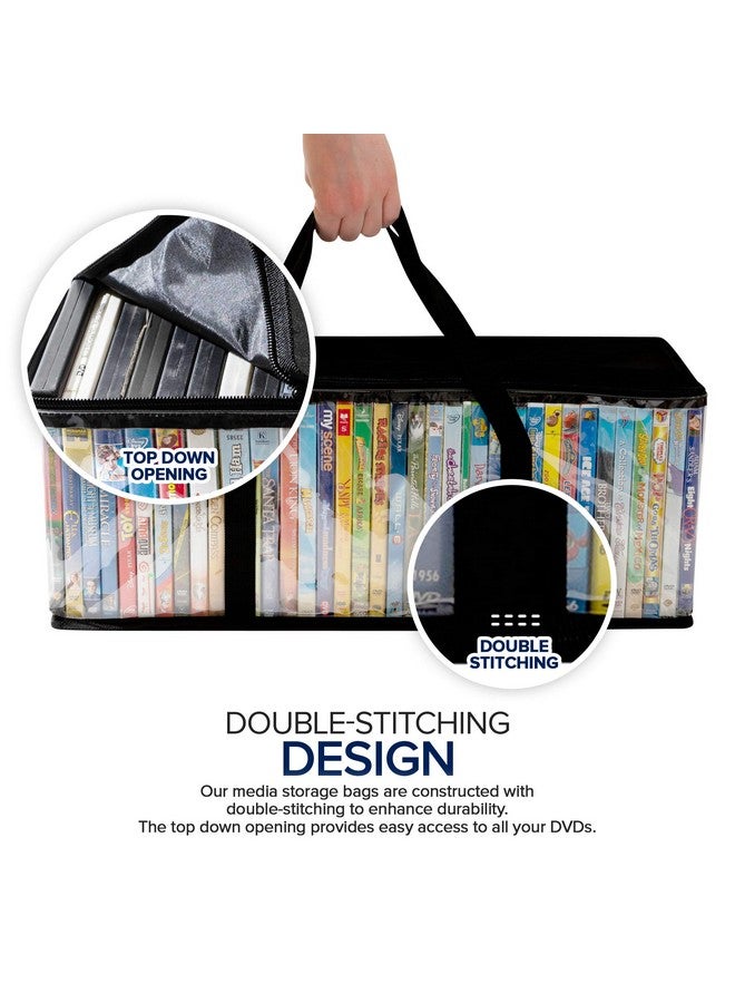 Stock Your Home Stock Your Home DVD Storage Bags (Set of 6) Media Organizer Bag for DVDs, CDs, Blu Ray Disc, Movie Cases, VHS Box, Video Game Disks, Clear Plastic Holders with Carrying Handles and Zipper - Black - Image 4