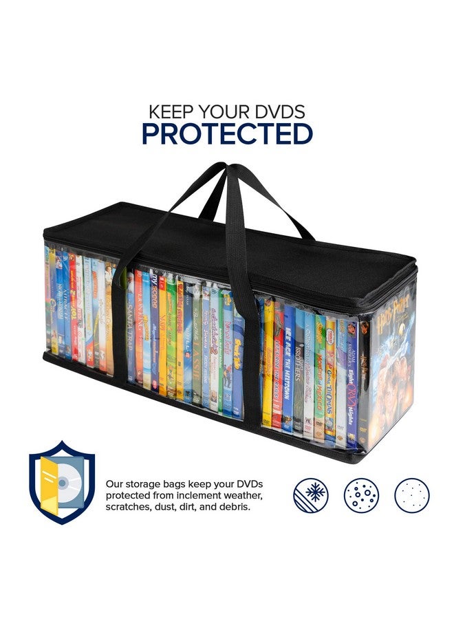Stock Your Home Stock Your Home DVD Storage Bags (Set of 6) Media Organizer Bag for DVDs, CDs, Blu Ray Disc, Movie Cases, VHS Box, Video Game Disks, Clear Plastic Holders with Carrying Handles and Zipper - Black - Image 5