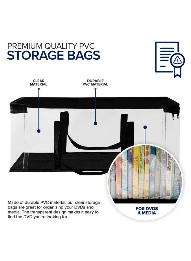 Stock Your Home Stock Your Home DVD Storage Bags (Set of 6) Media Organizer Bag for DVDs, CDs, Blu Ray Disc, Movie Cases, VHS Box, Video Game Disks, Clear Plastic Holders with Carrying Handles and Zipper - Black - Image 2