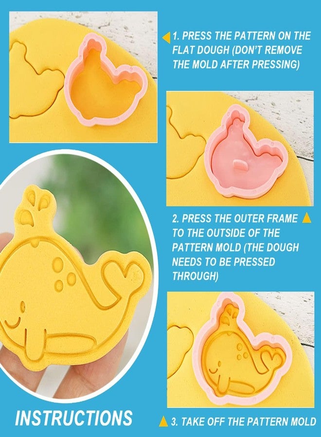 LEGACYCART 8pcs Marine Animal Theme Shaped Cookie Cutter Set, 3D Cookie Cutters for Baking Pink DIY Press Cookie Stamps Molds for Kids for DIY Baking (Pack of 1) - Image 4