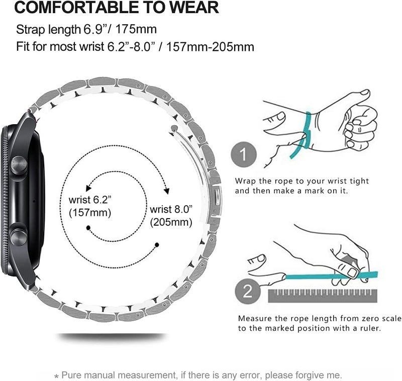 DEALELE Bands Compatible with Samsung Galaxy Watch 46mm / Galaxy 3 45mm, 22mm Stainless Steel Metal Replacement Strap for Huawei Wacth GT5 / GT5 Pro / 4/4 Pro / GT4 / 3/3 Pro / GT3 46mm - Image 5