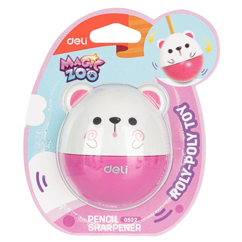 Deli E0522 Roly-Poly 1-Hole Sharpener with Canister, Assorted - Image 1