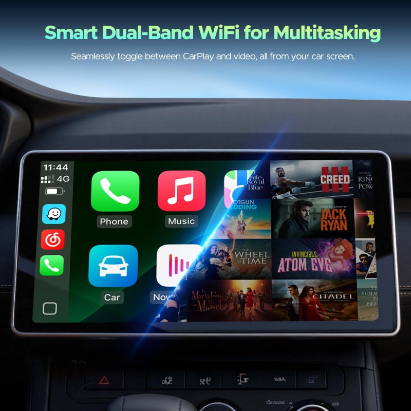LAMTTO 3-in-1 Wireless Carplay Android Auto Adapter Built-in Net-Flix YouTube Tiktok Apps Magic AI Box Video Player with Dual-Band WiFi USB Drive for OEM Wired Car Play Cars - Image 5