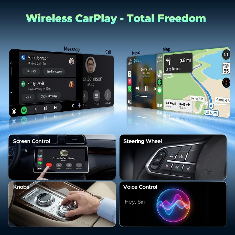 LAMTTO 3-in-1 Wireless Carplay Android Auto Adapter Built-in Net-Flix YouTube Tiktok Apps Magic AI Box Video Player with Dual-Band WiFi USB Drive for OEM Wired Car Play Cars - Image 4