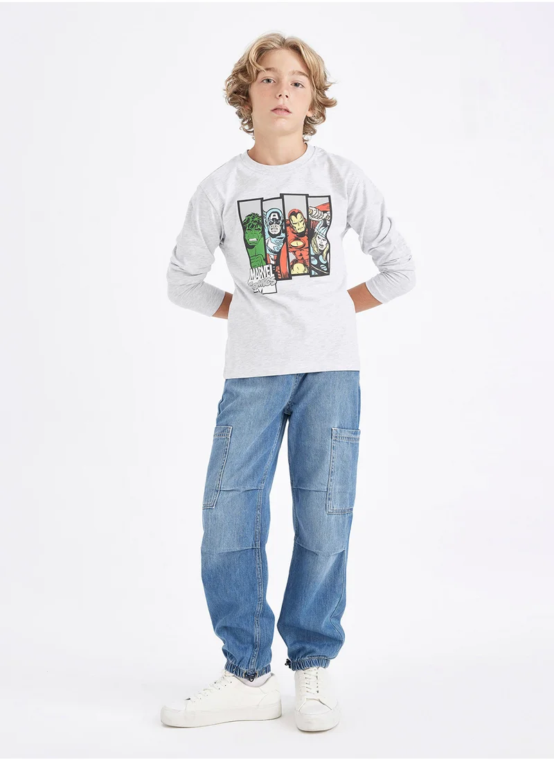 DeFacto Marvel Comics Crew Neck Long Sleeve Grey T-Shirt