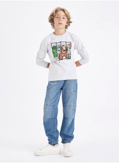 DeFacto Marvel Comics Crew Neck Long Sleeve Grey T-Shirt  - Image 4