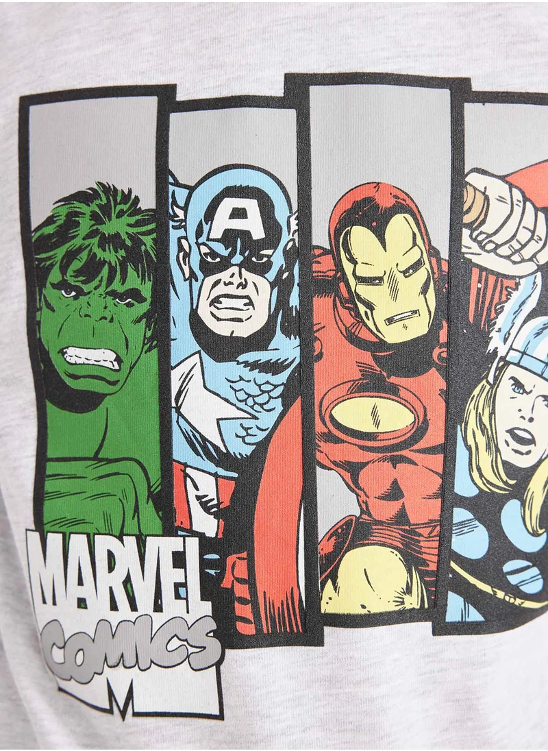 DeFacto Marvel Comics Crew Neck Long Sleeve Grey T-Shirt