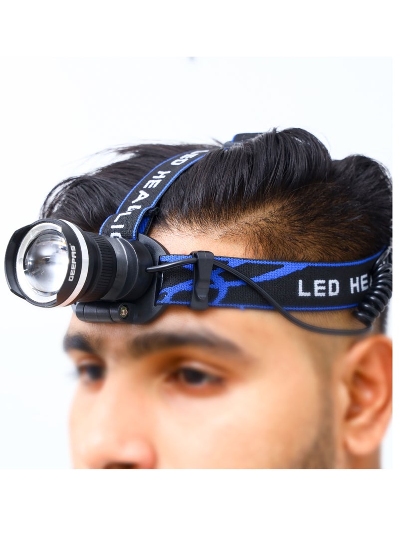 GEEPAS Rechargeable Led Head Lamp- 1500 Mah Battery with 4-6 hours Working | 3 Modes Bicycle Camping Torch & Emergency Lights  - Image 3