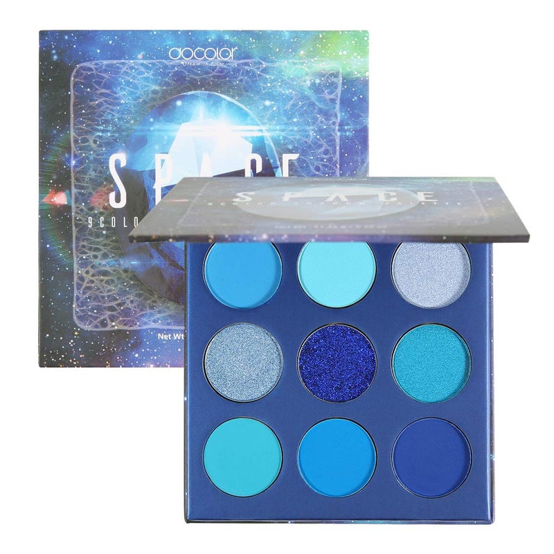 docolor Eyeshadow Palette 9 Colors Blue Eyeshadow Gemstone Shadow Palette Highly Pigmented Mattes Shimmers Naked Smokey Glitter Cream Colorful Powder Blendable Long Lasting Waterproof Makeup Palette