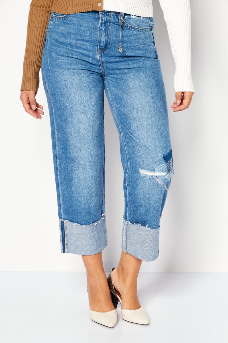 ONLY Women Regular Fit Washed Non Stretchable Jeans, Blue - Image 1