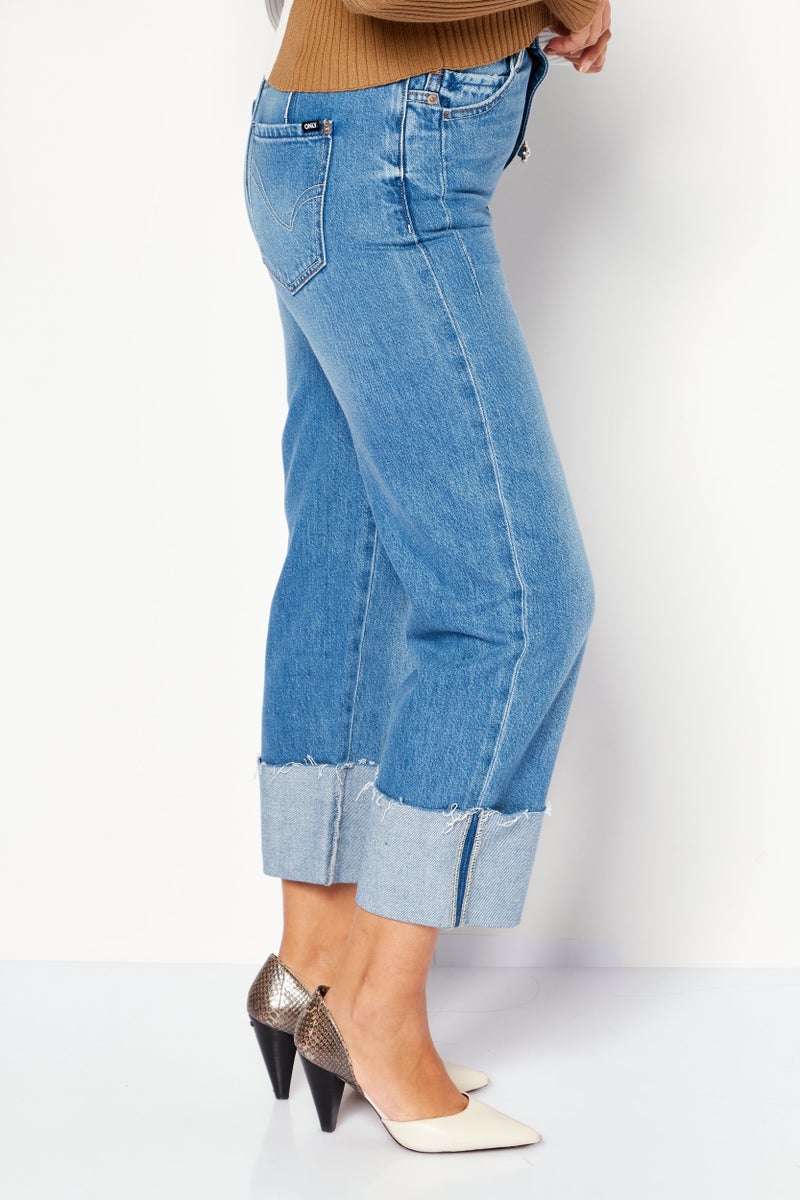 ONLY Women Regular Fit Washed Non Stretchable Jeans, Blue - Image 2