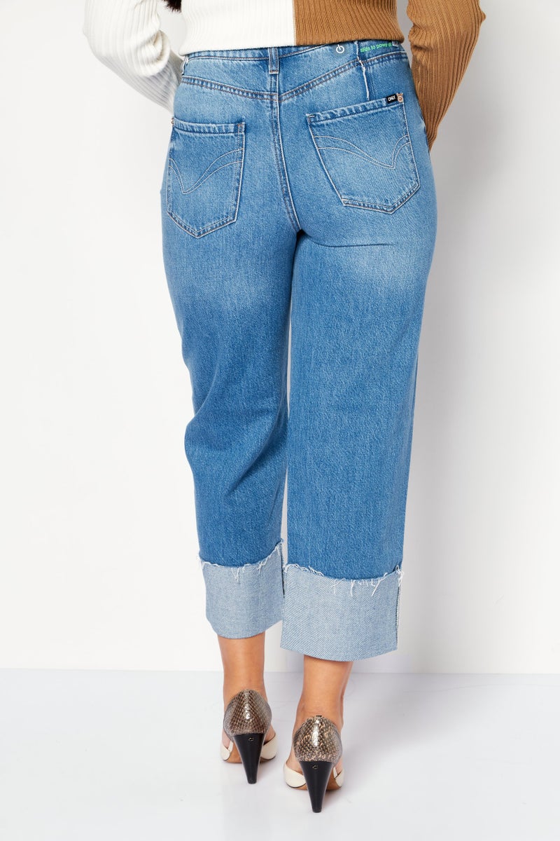 ONLY Women Regular Fit Washed Non Stretchable Jeans, Blue - Image 4