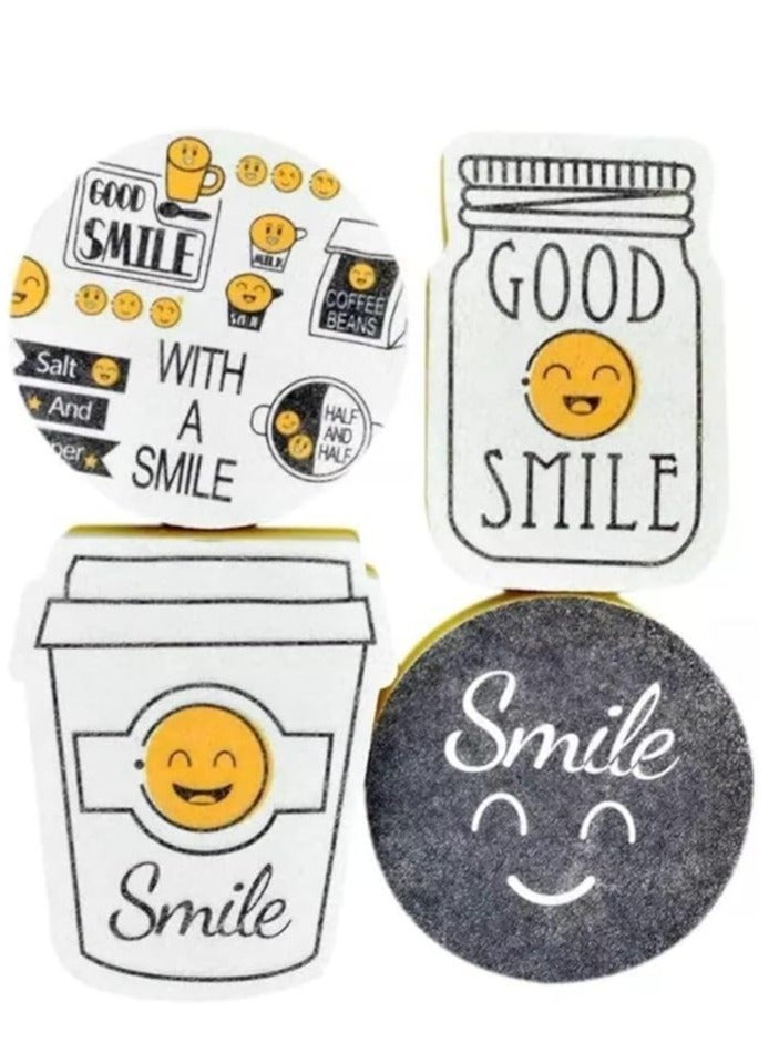 Smiley Kitchen Sponge Pack – 4 Soft Non-Scratch Sponges for Dishes and Pans - Image 2
