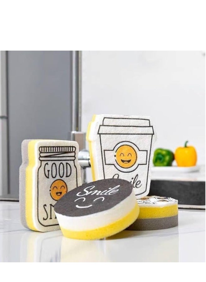 Smiley Kitchen Sponge Pack – 4 Soft Non-Scratch Sponges for Dishes and Pans - Image 1