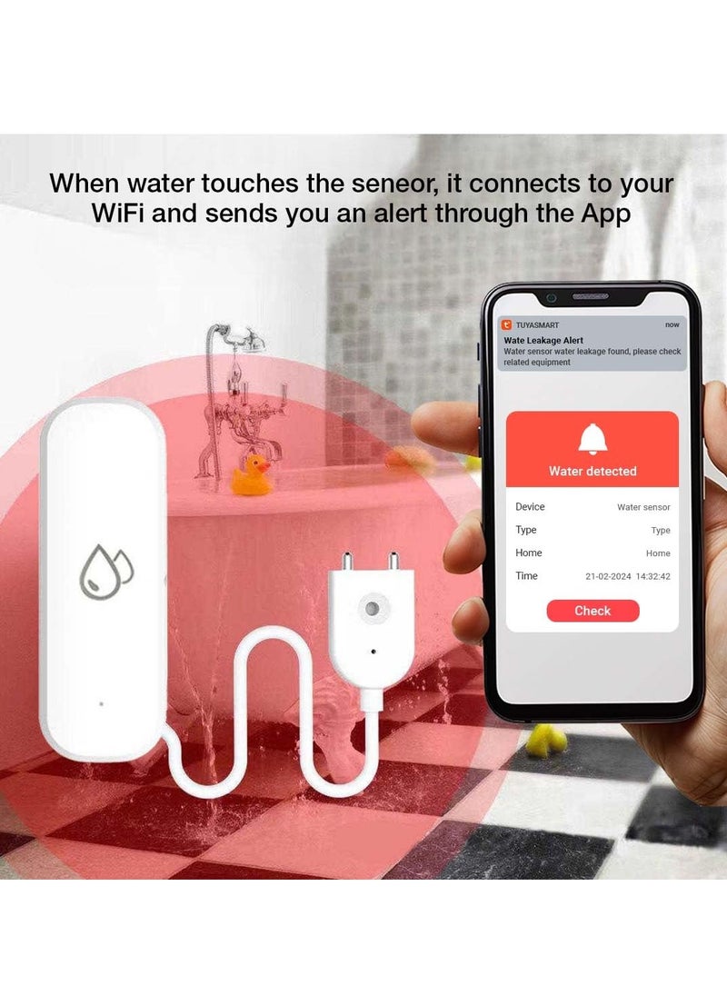 Generic - Smart Water Leak Detector Kit, Home Water Flooding Monitor Smart, Adjustable Alarm, App Alerts, Home Security, Basement Protection, Kitchen & Bathroom Safety (Batteries not included) - Image 1