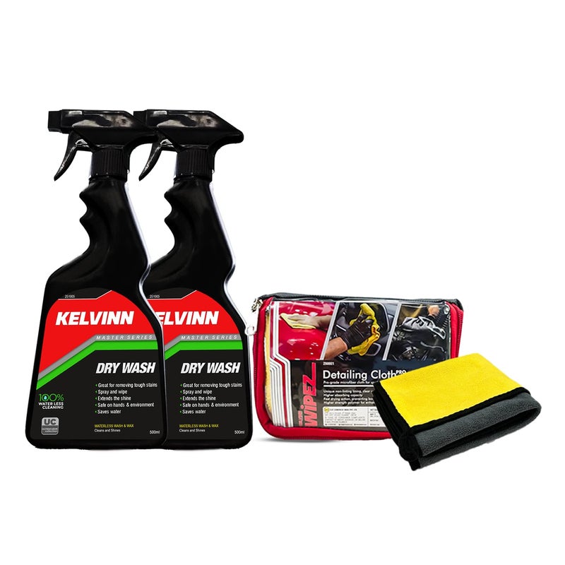 Kelvinn Dry Wash Super Kit: 2x 500ml Dry Wash + Microfiber 600gsm Detailing Cloth for Effortless, Waterless Cleaning and Superior Exterior Care - Image 5