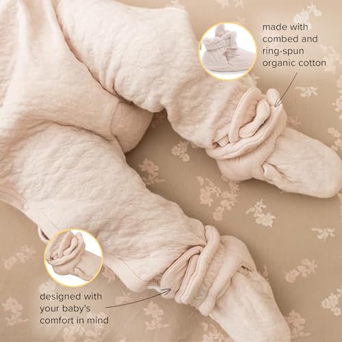 Burt's Bees Baby Girls Booties Organic Cotton Newborn Essentials Shoes, Gender Neutral Color for Ages 0 to 9 Months Old - Image 4