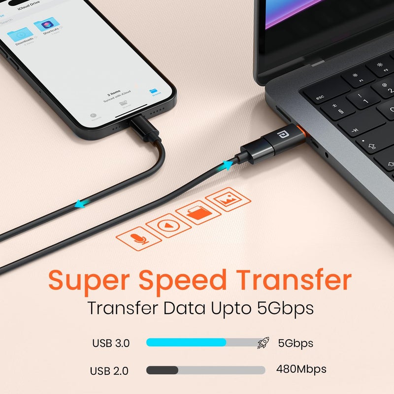 Portronics محول Portronics Bridge Y USB 3.0 إلى Type C OTG، نقل بيانات عالي السرعة 10Gbps، محول Thunderbolt إلى USB، متوافق مع جميع أجهزة Type C، الهواتف الذكية، أجهزة الكمبيوتر المحمولة، الأجهزة اللوحية، الشواحن، MacBook - Image 4