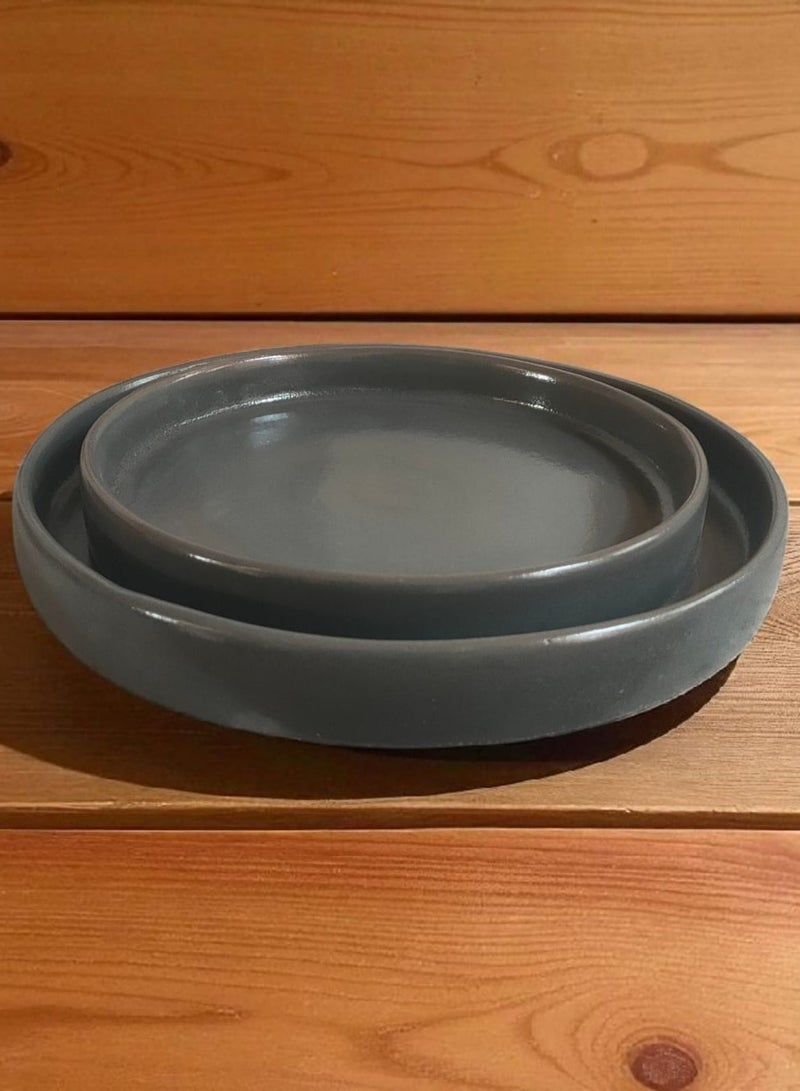 color zone pottery 2-piece round ceramic and porcelain tray set, heat resistant, direct and indirect, flame or oven safe, 28 cm - Image 3