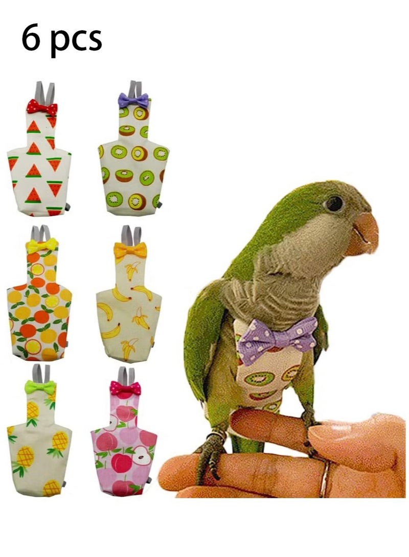 OMEVE 6 Pieces Bird Diapers, Washable Reusable Parrots Nappy with Waterproof Inner Layer Soft Small Pet Birds Flight Suit for Budgie Parakeet Cockatiel (s) - Image 1
