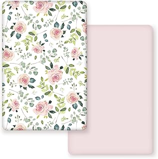 GRSSDER Stretchy Ultra Soft Jersey Knit Fitted Pack n Play Sheets Set 2 Pack, Portable/Mini Crib Sheets, Snug and Safe - Image 1